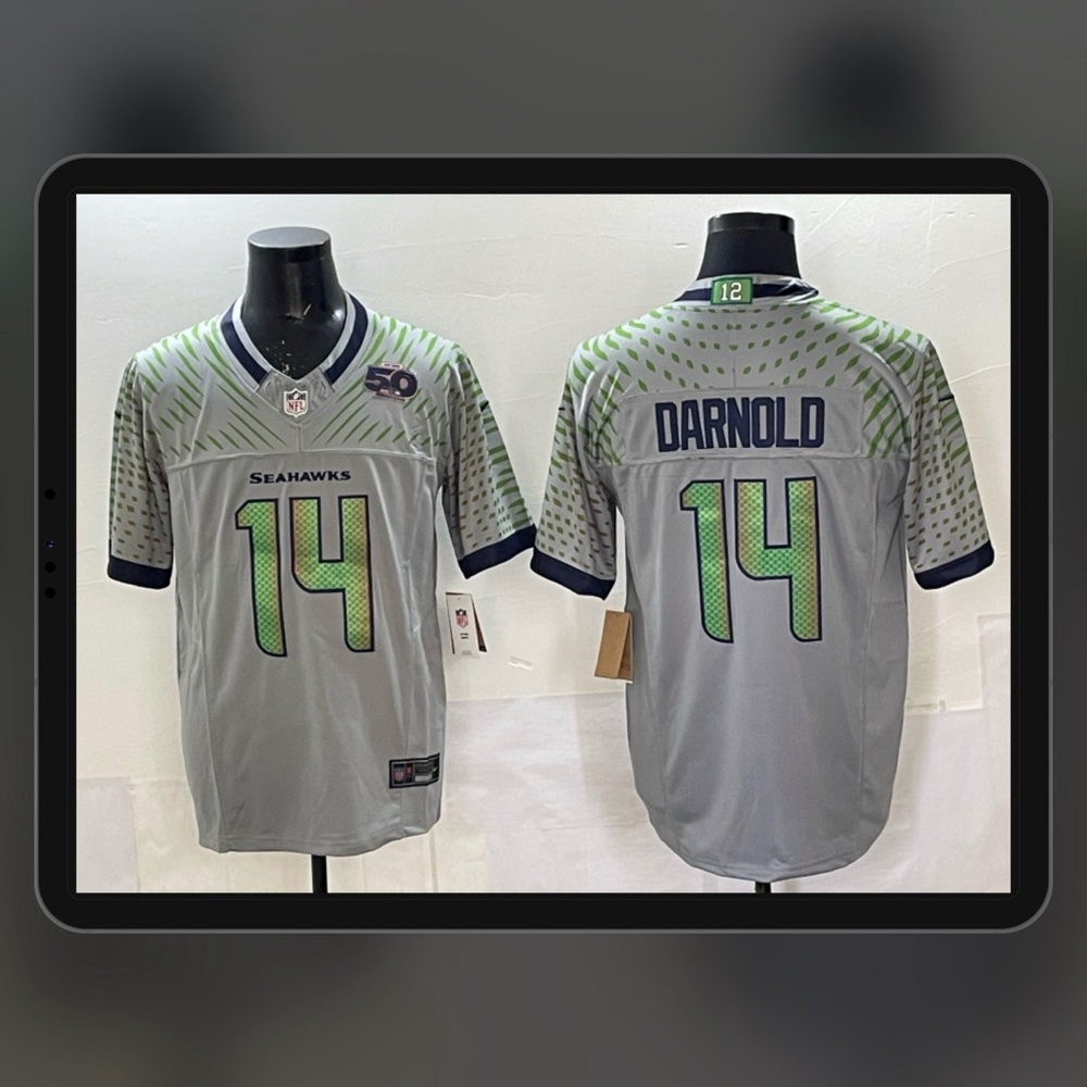 Men‘s Seattle Seahawks #14 Sam Darnold 2025 Rivalry Collection F.U.S.E Jersey